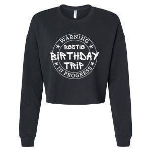 Funny Warning Bestie Birthday Trip In Progress Matching Tee Cropped Pullover Crew