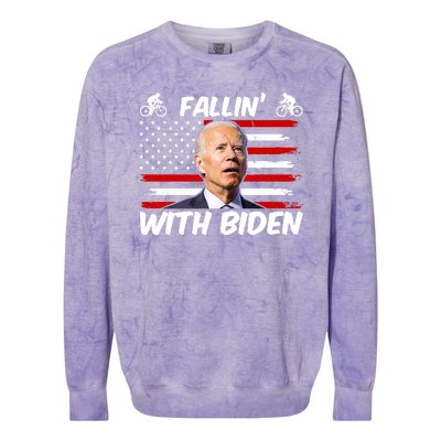 Fallin With Biden Funny Bike Meme Colorblast Crewneck Sweatshirt