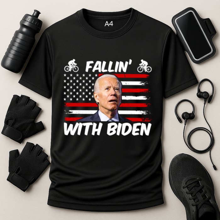 Fallin With Biden Funny Bike Meme Cooling Performance Crew T-Shirt