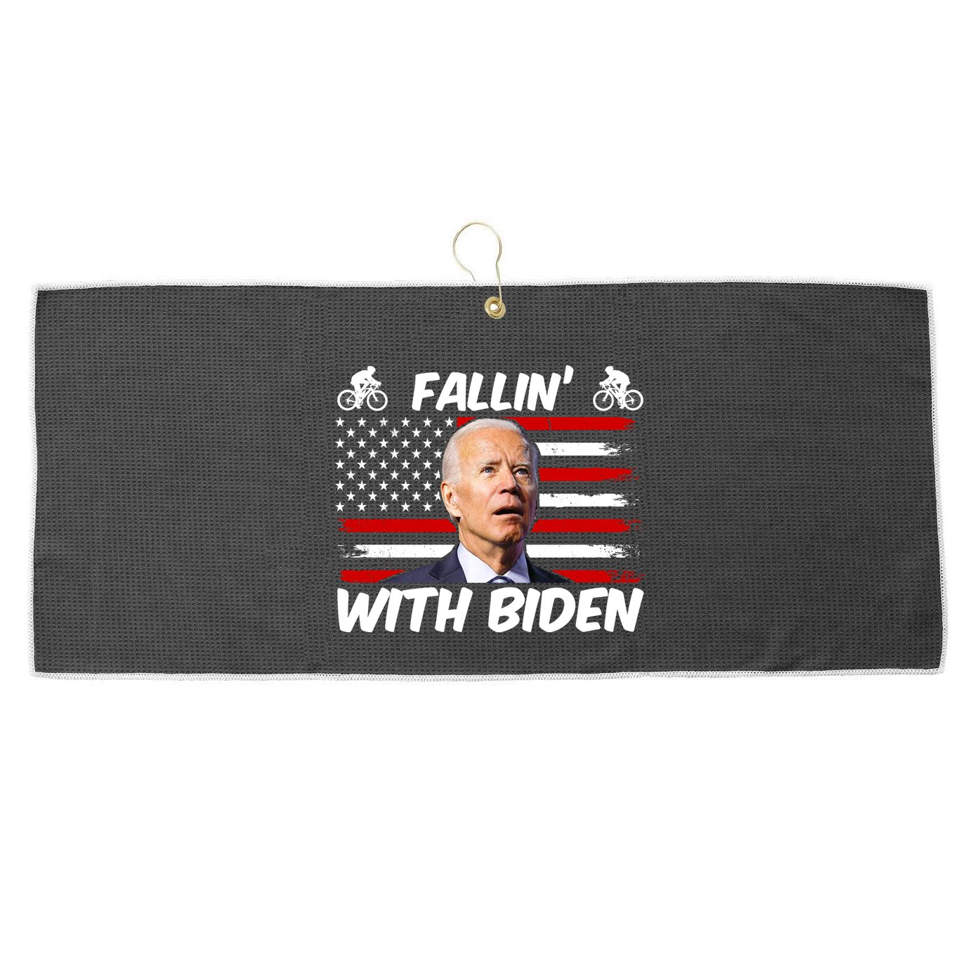 Fallin With Biden Funny Bike Meme Large Microfiber Waffle Golf Towel