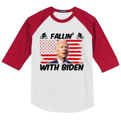 Fallin With Biden Funny Bike Meme Kids Colorblock Raglan Jersey