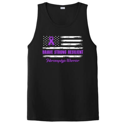 Fibromyalgia Warrior Brave Strong Resilient American Flag Cool Gift PosiCharge Competitor Tank