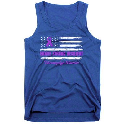 Fibromyalgia Warrior Brave Strong Resilient American Flag Cool Gift Tank Top