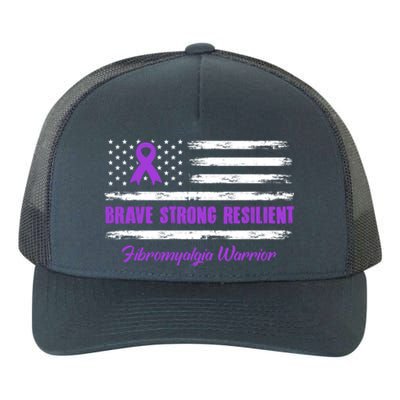 Fibromyalgia Warrior Brave Strong Resilient American Flag Cool Gift Yupoong Adult 5-Panel Trucker Hat