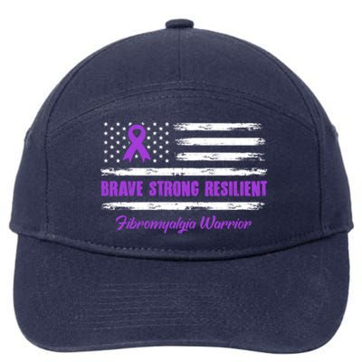 Fibromyalgia Warrior Brave Strong Resilient American Flag Cool Gift 7-Panel Snapback Hat