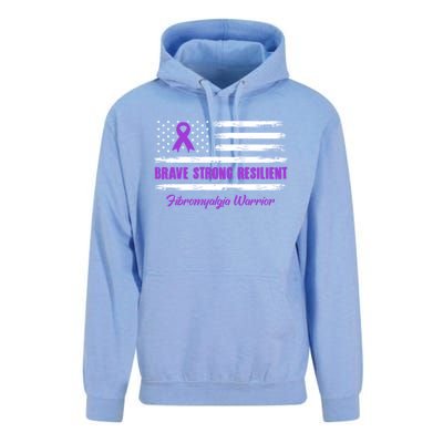 Fibromyalgia Warrior Brave Strong Resilient American Flag Cool Gift Unisex Surf Hoodie