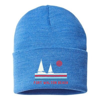 Fort Walton Beach Fl Sailboat Sustainable Knit Beanie