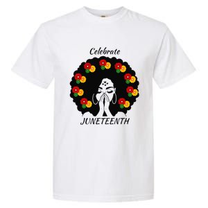 Funny Wo Black Queen Afro Melanin Dripping Juneteenth Garment-Dyed Heavyweight T-Shirt