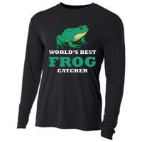 Frog World's Best Frog Catcher Frog Hunter Cooling Performance Long Sleeve Crew