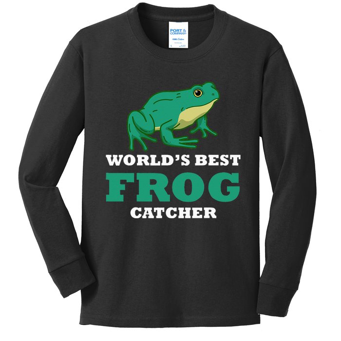 Frog World's Best Frog Catcher Frog Hunter Kids Long Sleeve Shirt