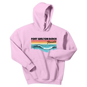 Fort Walton Beach Family Vacation Retro Waves Kids Hoodie