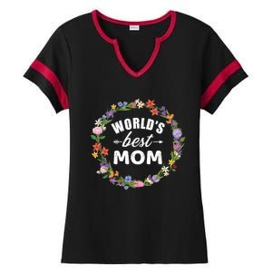 Funny WorldS Best Mom Gift For MotherS Day Ladies Halftime Notch Neck Tee