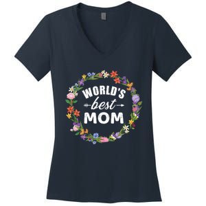 Funny WorldS Best Mom Gift For MotherS Day Women's V-Neck T-Shirt