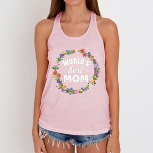 Funny WorldS Best Mom Gift For MotherS Day Women's Knotted Racerback Tank