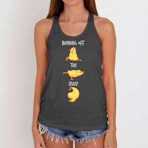 Funny Workout Burning Off The Crazy Chicken Yoga Pose Gift Women's Knotted Racerback Tank