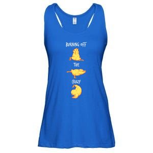 Funny Workout Burning Off The Crazy Chicken Yoga Pose Gift Ladies Essential Flowy Tank