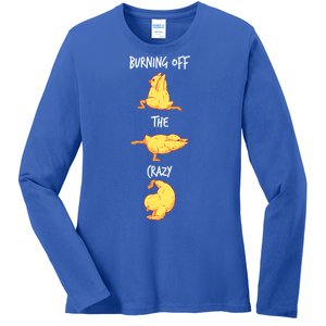 Funny Workout Burning Off The Crazy Chicken Yoga Pose Gift Ladies Long Sleeve Shirt