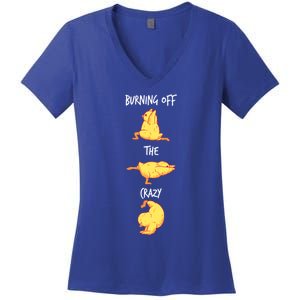 Funny Workout Burning Off The Crazy Chicken Yoga Pose Gift Women's V-Neck T-Shirt