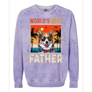 funny worlds best father retro fathers day dog dad Colorblast Crewneck Sweatshirt