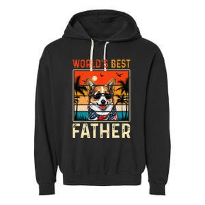 funny worlds best father retro fathers day dog dad Garment-Dyed Fleece Hoodie