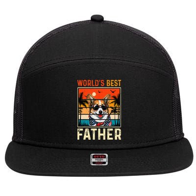funny worlds best father retro fathers day dog dad 7 Panel Mesh Trucker Snapback Hat