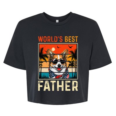 funny worlds best father retro fathers day dog dad Bella+Canvas Jersey Crop Tee