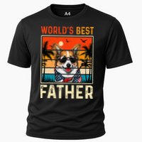funny worlds best father retro fathers day dog dad Cooling Performance Crew T-Shirt