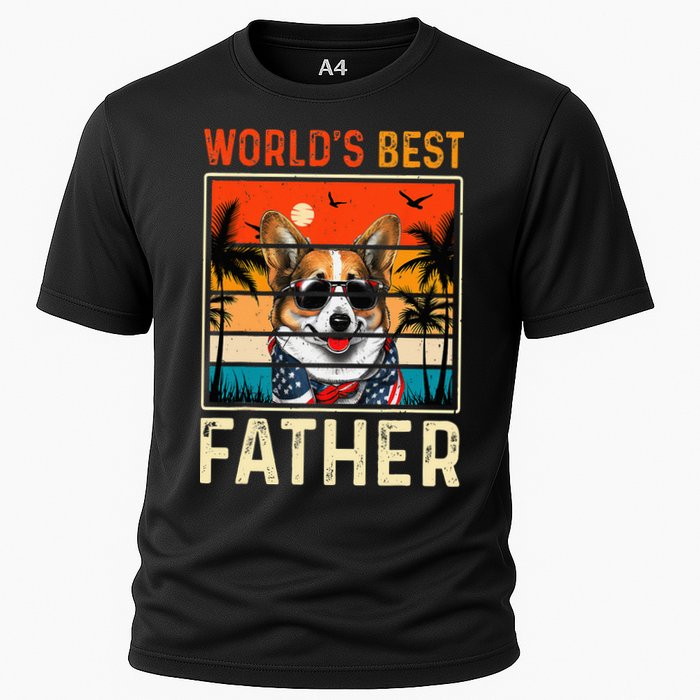 funny worlds best father retro fathers day dog dad Cooling Performance Crew T-Shirt