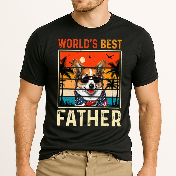 funny worlds best father retro fathers day dog dad Cooling Performance Crew T-Shirt