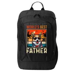 funny worlds best father retro fathers day dog dad City Backpack