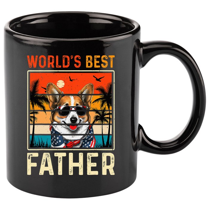 funny worlds best father retro fathers day dog dad 11oz C Handle Ceramic Mug