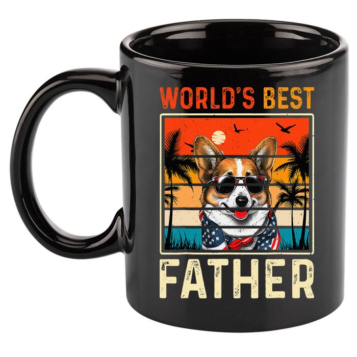funny worlds best father retro fathers day dog dad 11oz C Handle Ceramic Mug