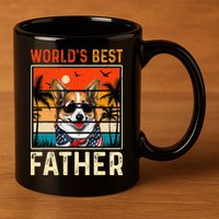 funny worlds best father retro fathers day dog dad 11oz C Handle Ceramic Mug