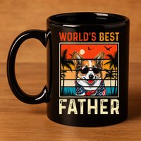 funny worlds best father retro fathers day dog dad 11oz C Handle Ceramic Mug
