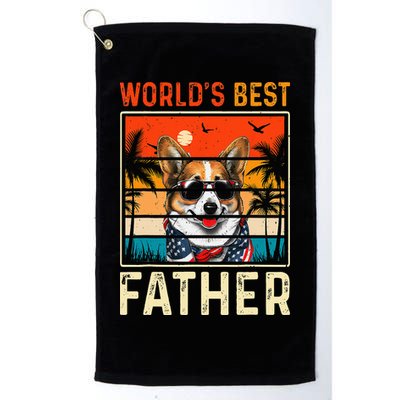 funny worlds best father retro fathers day dog dad Golf Towel