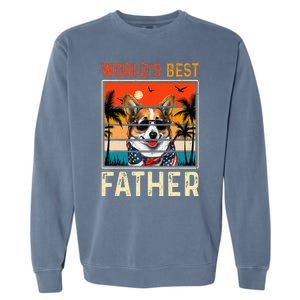 funny worlds best father retro fathers day dog dad Garment-Dyed Sweatshirt