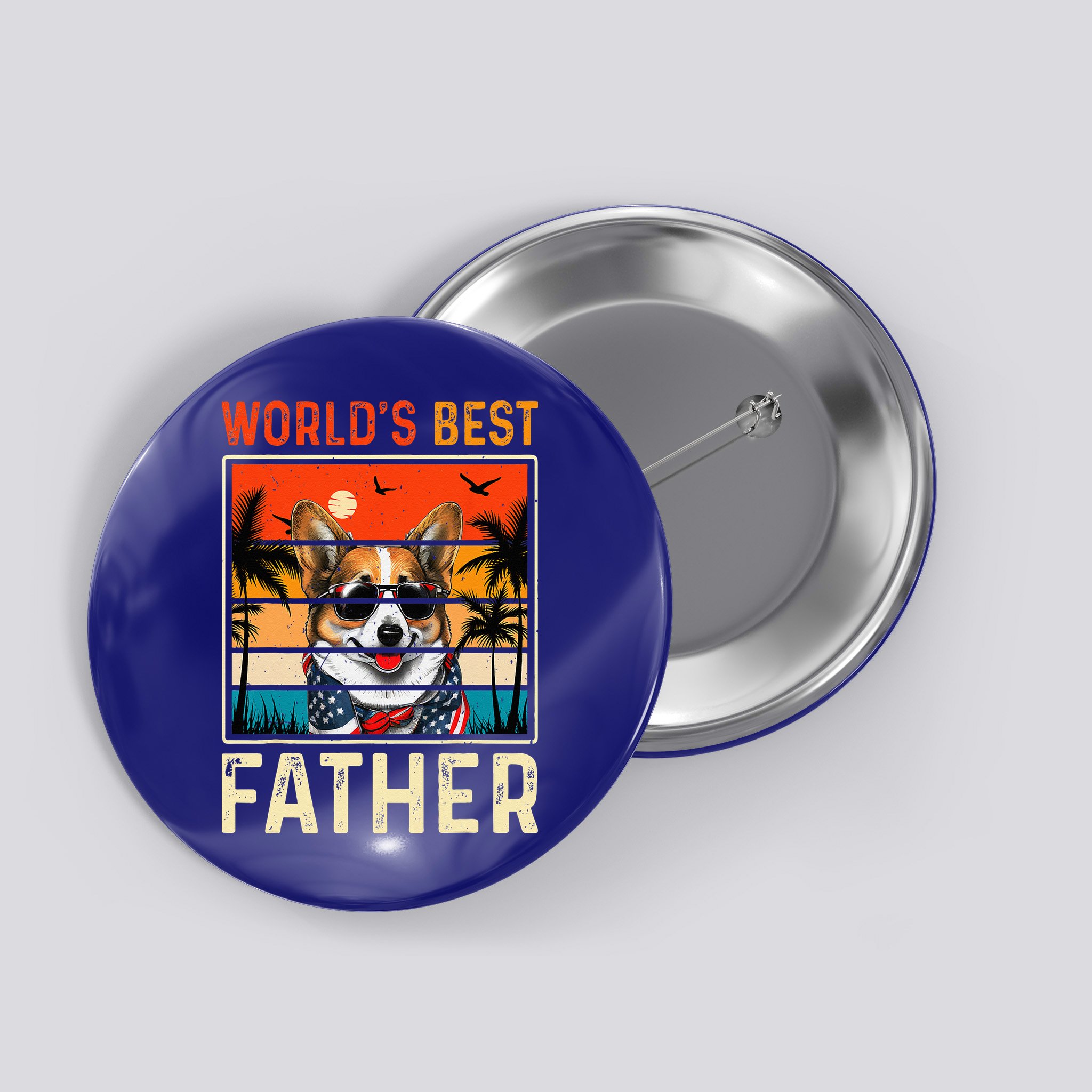 funny worlds best father retro fathers day dog dad Button