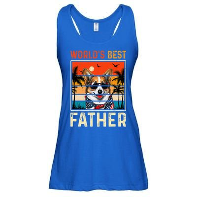 funny worlds best father retro fathers day dog dad Ladies Essential Flowy Tank