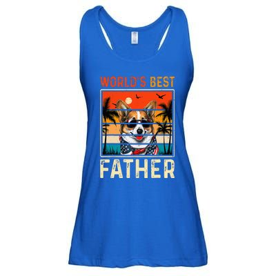 funny worlds best father retro fathers day dog dad Ladies Essential Flowy Tank