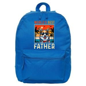 funny worlds best father retro fathers day dog dad 16 in Basic Backpack