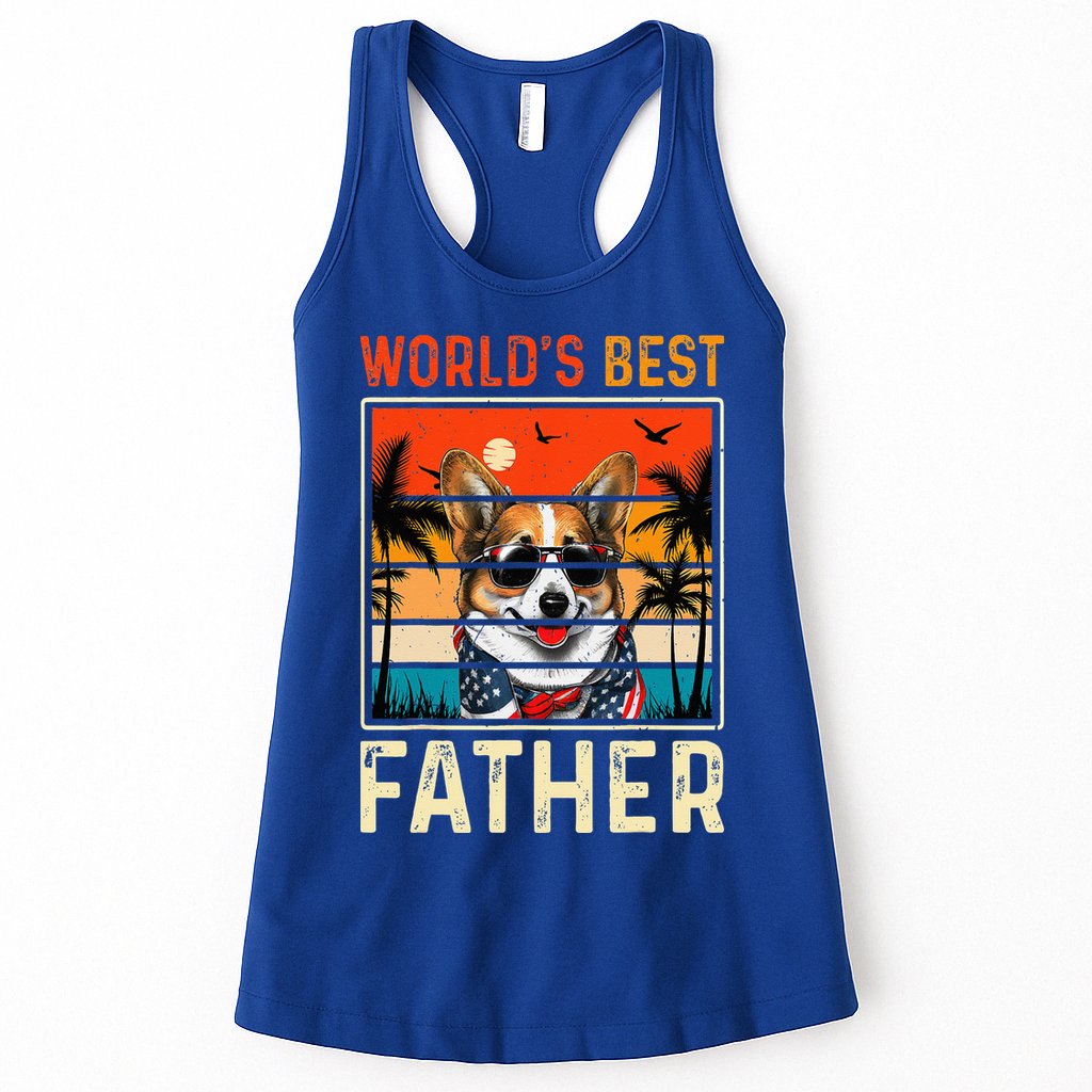 funny worlds best father retro fathers day dog dad Womens Tank Top