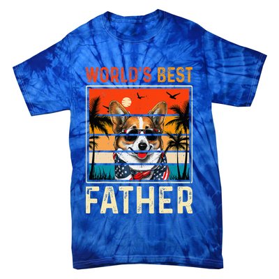 funny worlds best father retro fathers day dog dad Tie-Dye T-Shirt