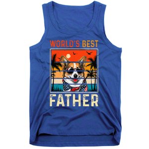 funny worlds best father retro fathers day dog dad Tank Top