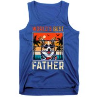 funny worlds best father retro fathers day dog dad Tank Top