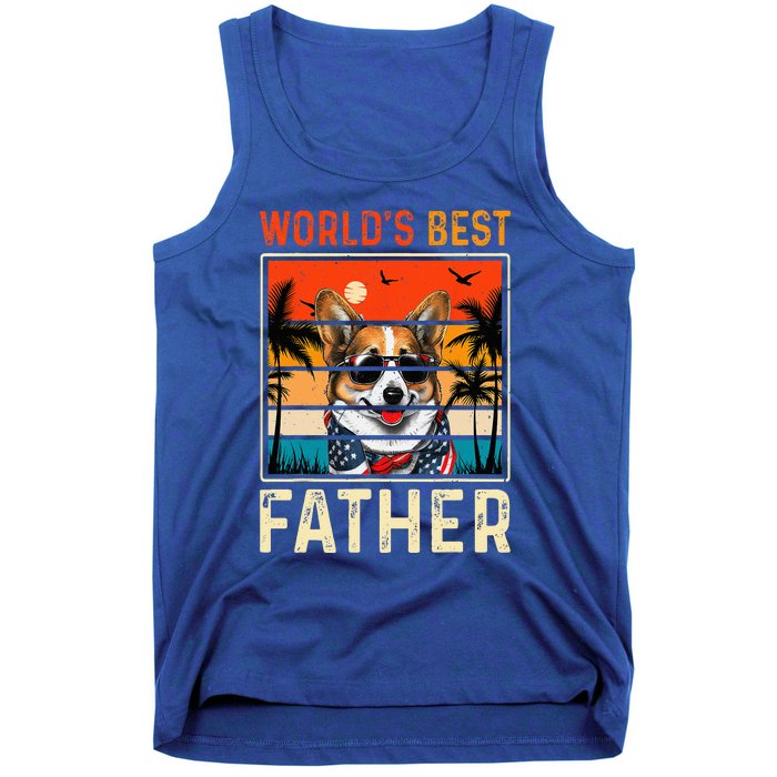 funny worlds best father retro fathers day dog dad Tank Top