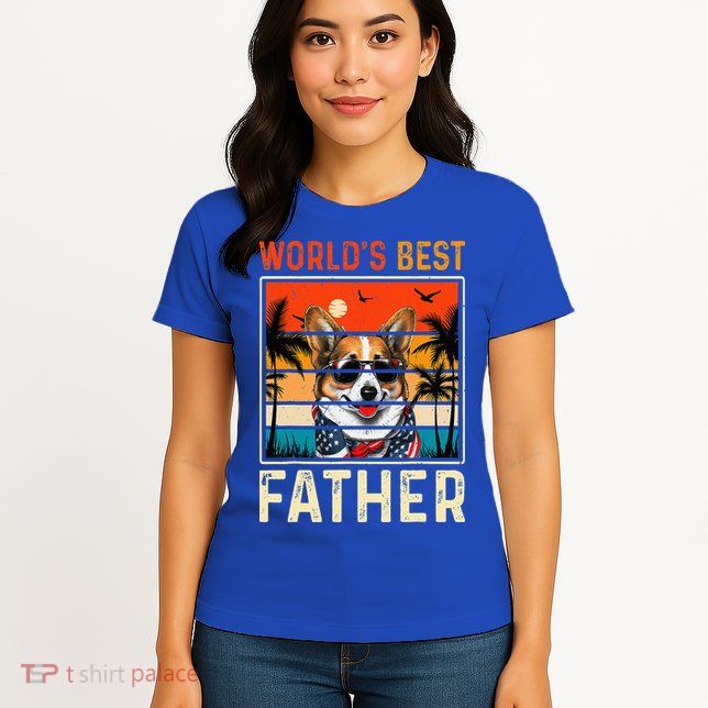 funny worlds best father retro fathers day dog dad Womens T-Shirt