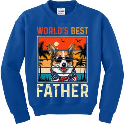 funny worlds best father retro fathers day dog dad Kids Sweatshirt