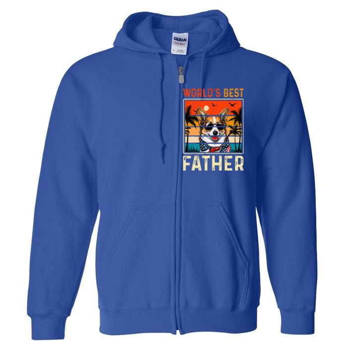 funny worlds best father retro fathers day dog dad Full Zip Hoodie