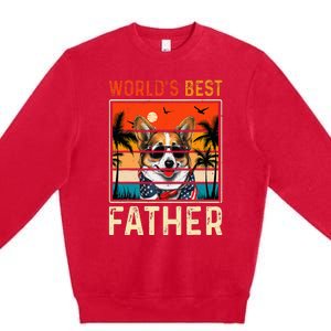 funny worlds best father retro fathers day dog dad Premium Crewneck Sweatshirt