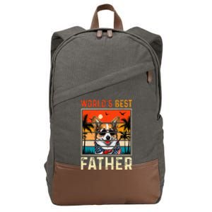 funny worlds best father retro fathers day dog dad Cotton Canvas Backpack